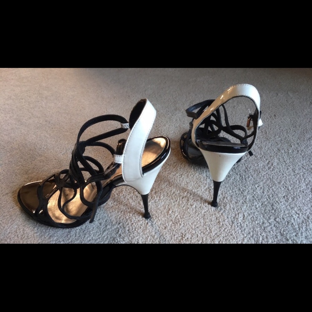 Giorgio Armani black and white strapped sandals